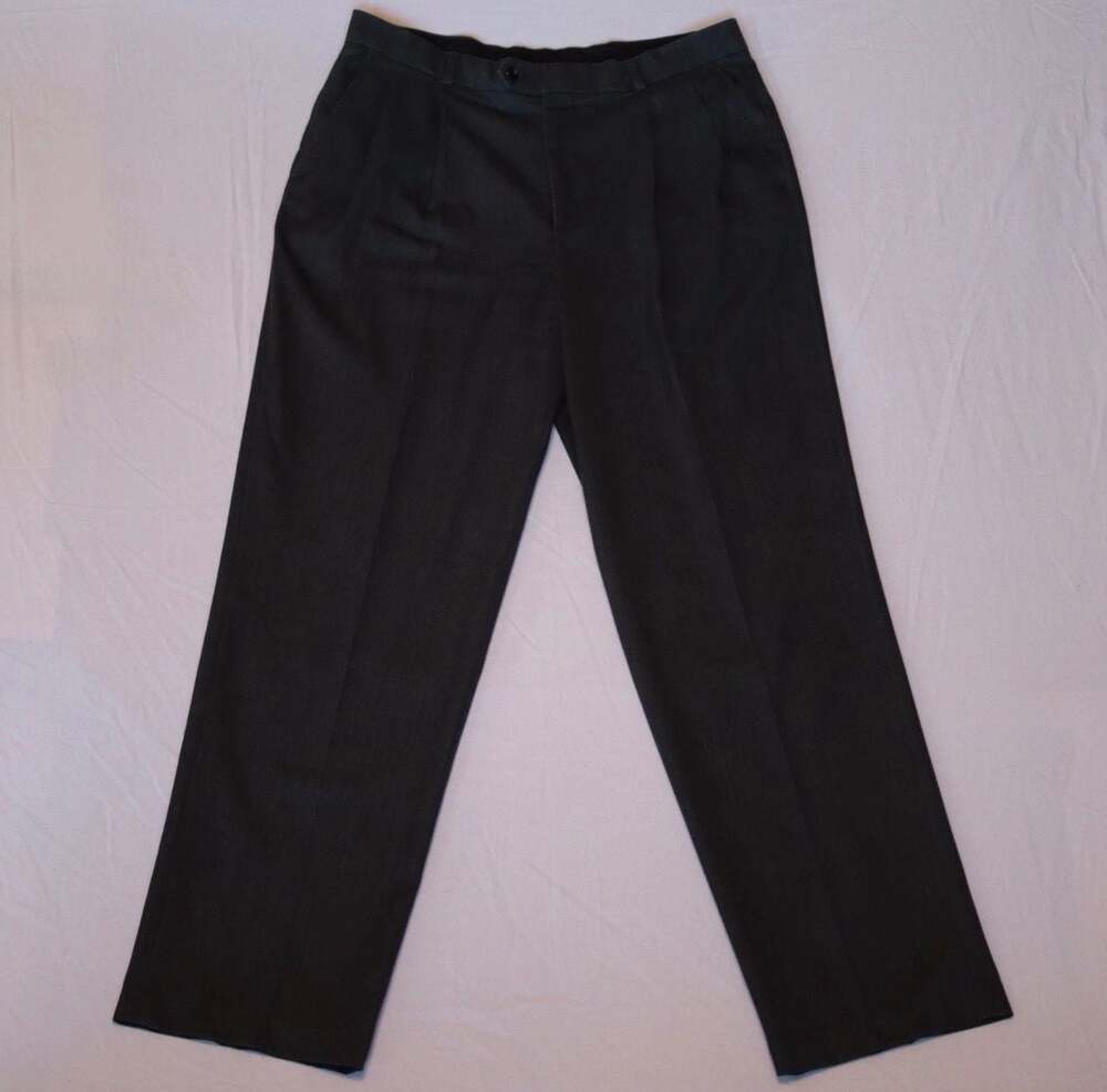 Stafford Essentials Men's Classic Fit Pleated Dress Pants, Charcoal Grey.
